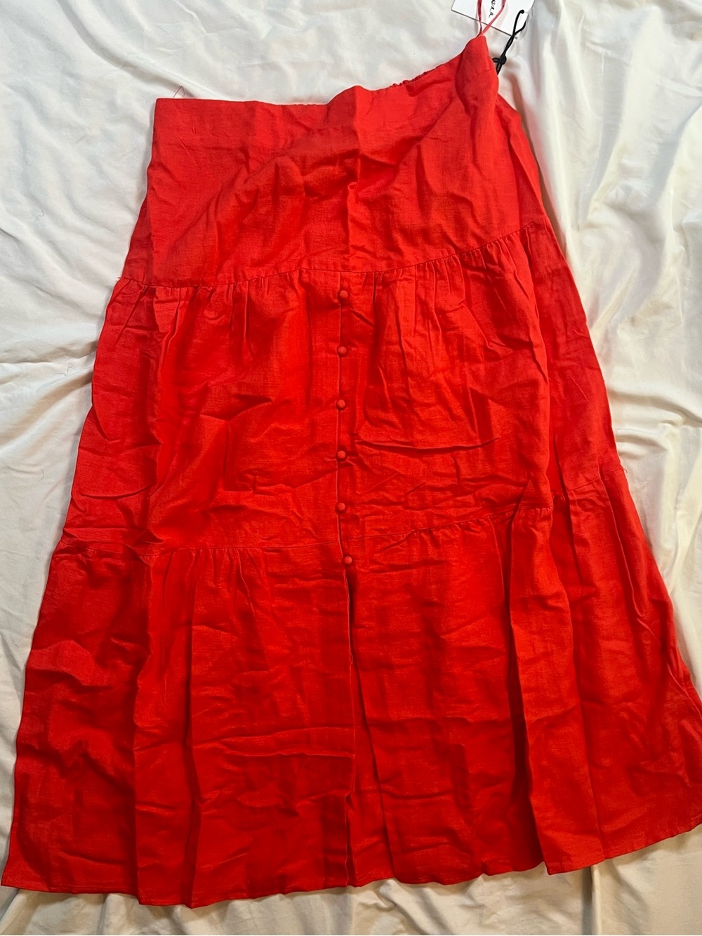 NWT Japna Red Tiered Button-Front Maxi Skirt